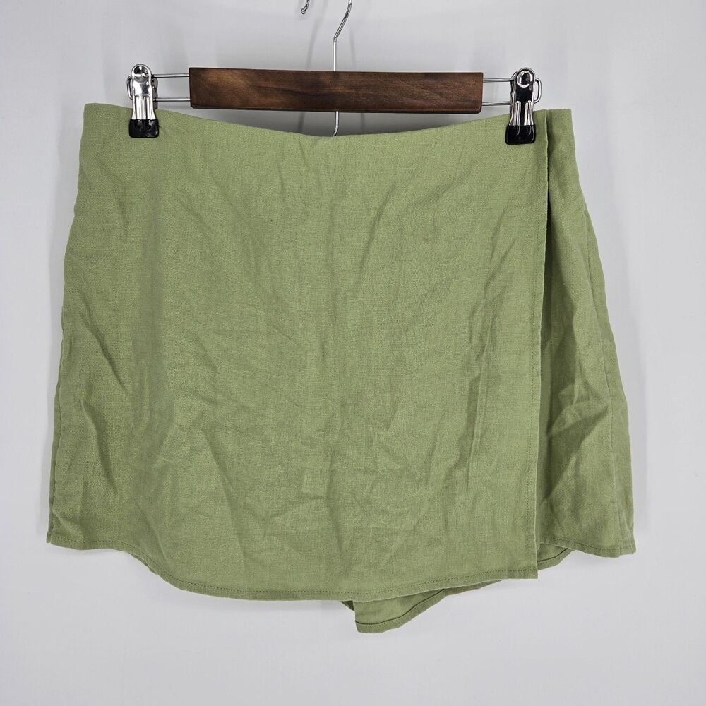 NWT Old Navy Linen Blend Skort Green Medium Minimalist Pull On